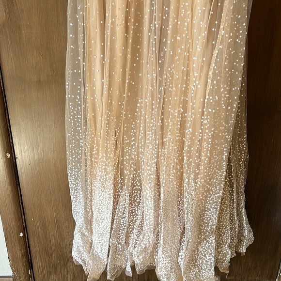 Tan dress with sparkle over lay - Picture 3 of 4